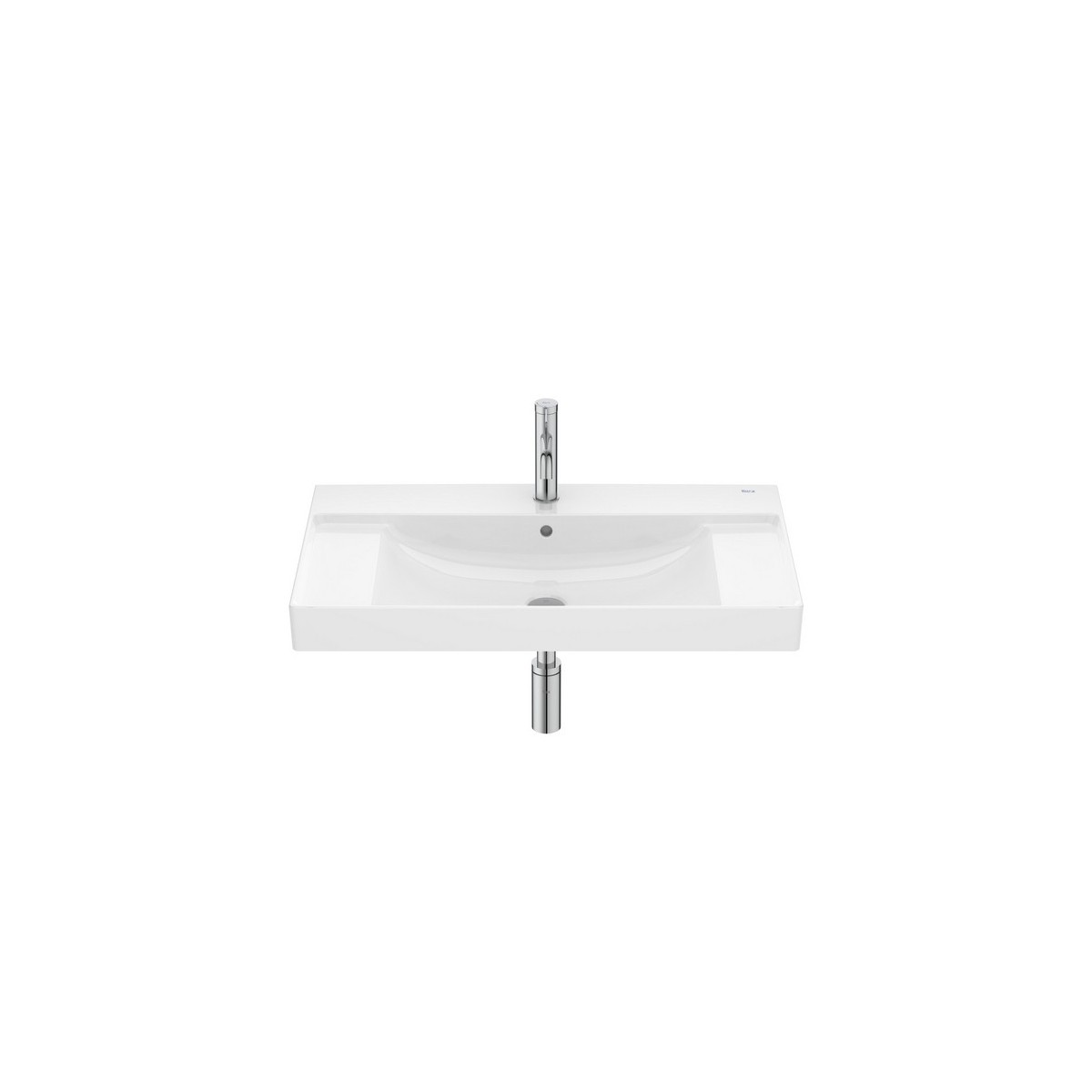 Ona lavabo mural centré avec jeu de fixations 800x460 h 80 blanc brillant - ROCA A32768H000 