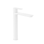 Cala mitigeur lavabo "xl" bec haut mural corps lisse cold start blanc mat - ROCA A5A346EB00 