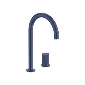 Nu mitigeur lavabo "l" 2 trous corps lisse poignée cannelée bleu cobalt - ROCA A5A3D3FP00 