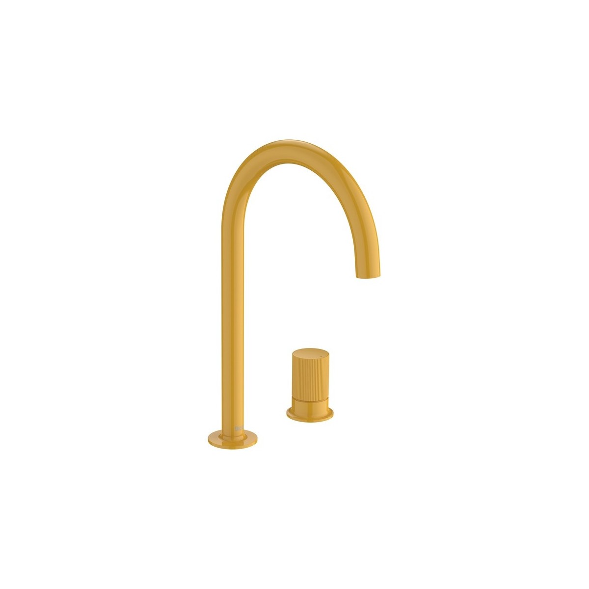 Nu mitigeur lavabo "l" 2 trous corps lisse poignée cannelée jaune miel - ROCA A5A3D3FP10 