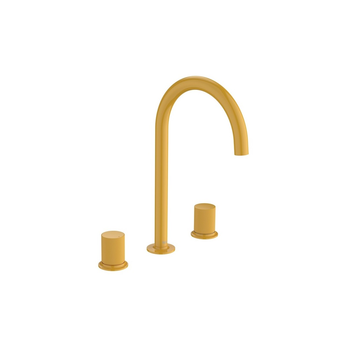 Nu mélangeur pour lavabo "l" 3 trous corps lisse poignées cannelées. jaune miel - ROCA A5A3E3FP10 