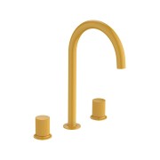 Nu mélangeur pour lavabo "l" 3 trous corps lisse poignées cannelées. jaune miel - ROCA A5A3E3FP10 