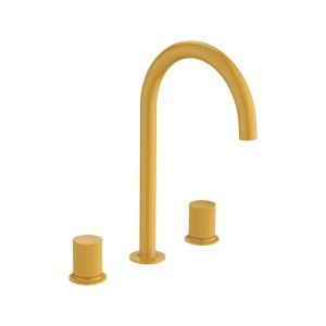 Nu mélangeur pour lavabo "l" 3 trous corps lisse poignées cannelées. jaune miel - ROCA A5A3E3FP10 