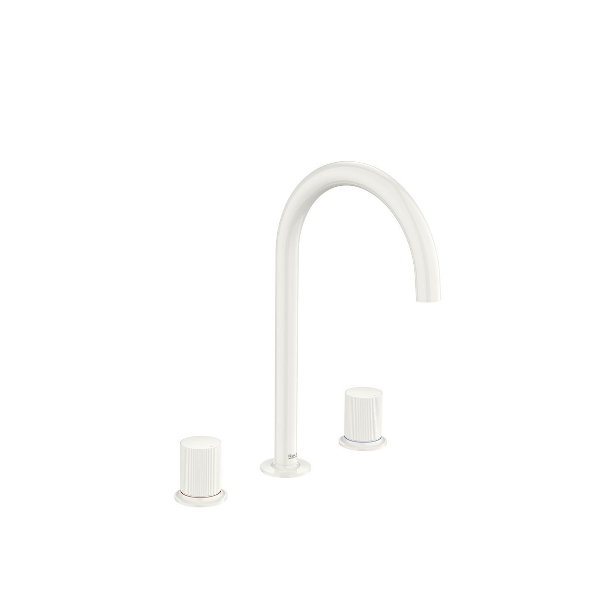 Nu mélangeur pour lavabo "l" 3 tr corps lisse poignées cannelées blanc brillant - ROCA A5A3E3FP30 