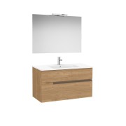 Victoria-n pack (meuble+lavabo+miroir+applique) 2 tiroirs 1000 mm noyer - ROCA A852108517 