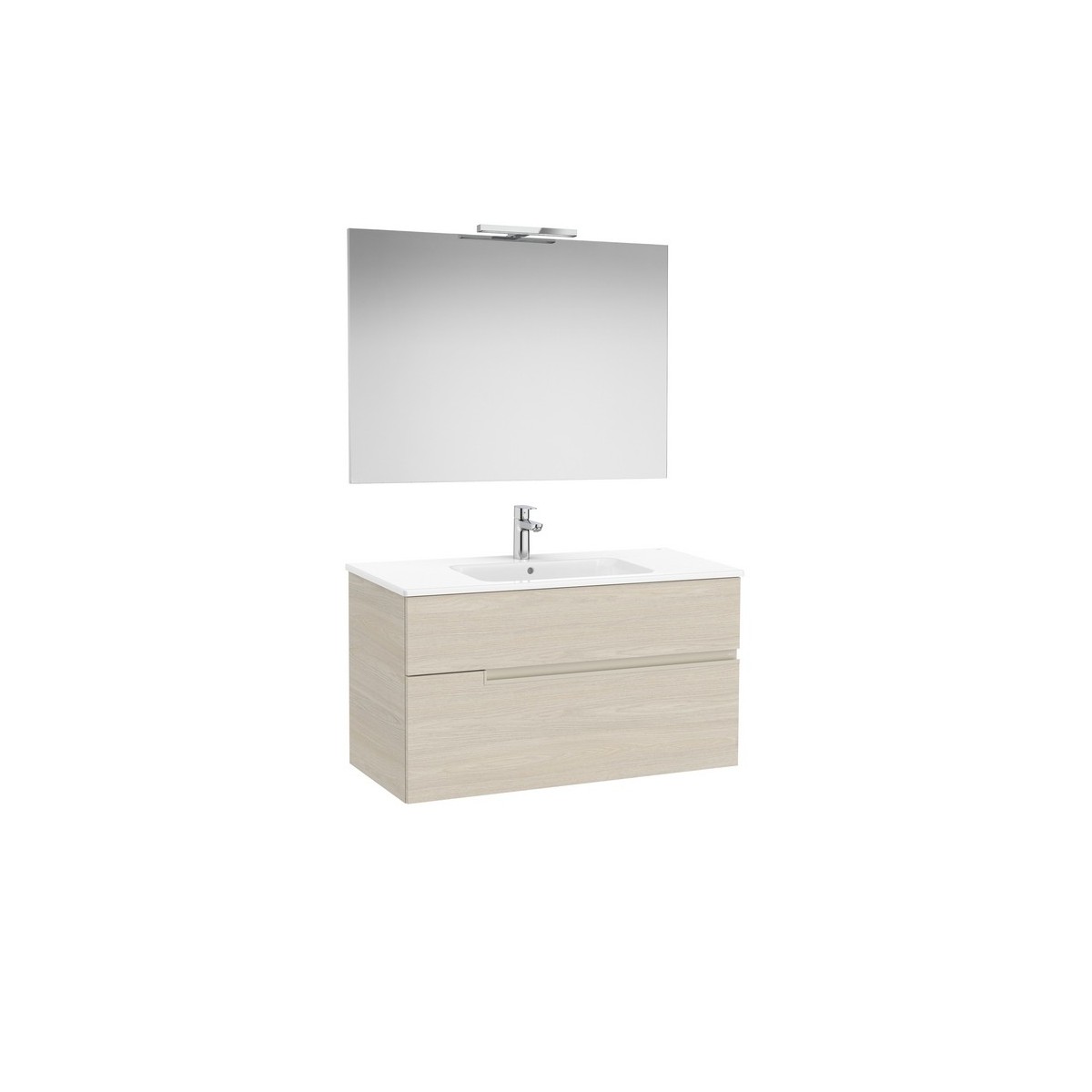 Victoria-n pack (meuble+lavabo+miroir+applique) 2 tiroirs 1000 mm frêne clair - ROCA A852108541 