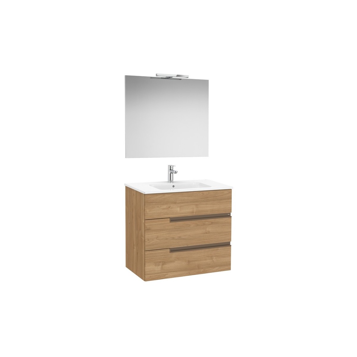 Victoria-n pack (meuble+lavabo+miroir+applique) 3 tiroirs 800 mm noyer - ROCA A852112517 