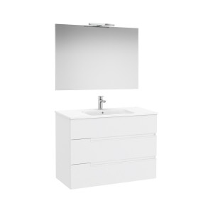 Victoria-n pack (meuble+lavabo+miroir+applique) 3 tiroirs 1000 mm blanc mat - ROCA A852113509 