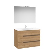 Victoria-n pack (meuble+lavabo+miroir+applique) 3 tiroirs 1000 mm noyer - ROCA A852113517 