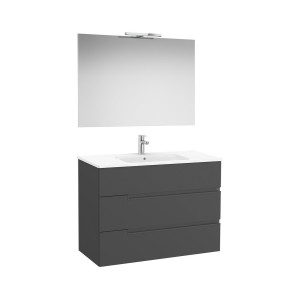 Victoria-n pack (meuble+lavabo+miroir+applique) 3 tiroirs 1000 mm onyx - ROCA A852113531 