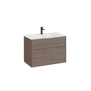 Optica unik 2 tiroirs et lavabo porcelaine 800 mm chêne foncé - ROCA A852453537 