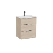 Optica unik 3 tiroirs et lavabo porcelaine 600 mm frêne clair - ROCA A852456541 