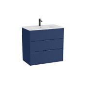 Optica unik 3 tiroirs et lavabo porcelaine 600 mm bleu acier mat - ROCA A852456551 