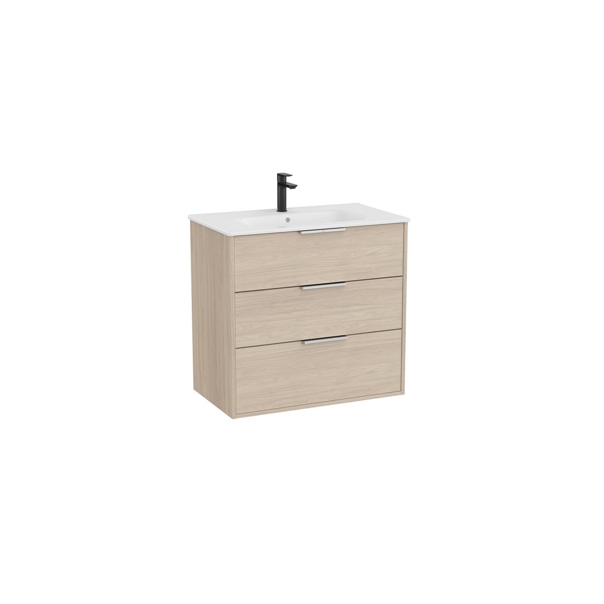 Optica unik 3 tiroirs et lavabo porcelaine 800 mm frêne clair - ROCA A852457541 