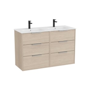 Optica unik 6 tiroirs et lavabo porcelaine 1200 mm frêne clair - ROCA A852458541 