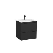 Tenue unik (meuble + lavabo plan procelaine) 2 tiroirs 600mm noir mat - ROCA A852485532 