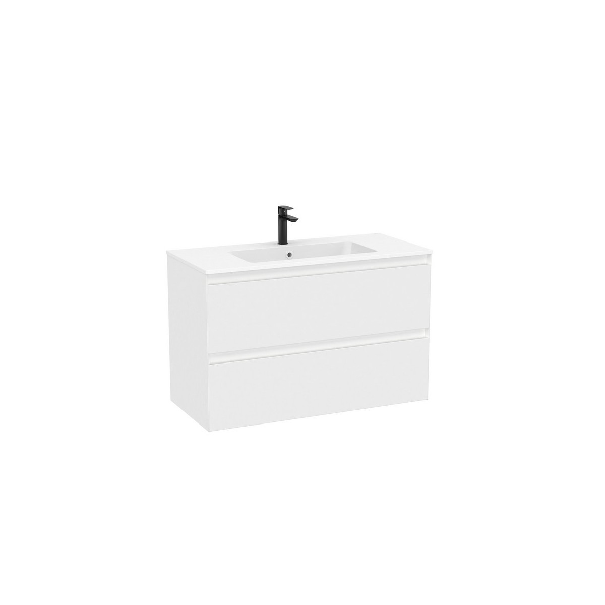 Tenue unik (meuble + lavabo plan procelaine) 2 tiroirs 1000mm blanc mat - ROCA A852487529 