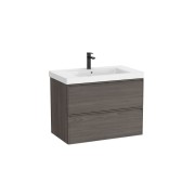 Linea unik (meuble+lavabo) 2 tiroirs 80 cm noyer foncé - ROCA A852489597 