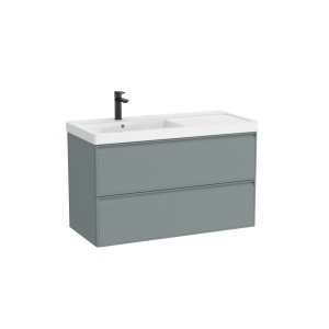 Linea unik (meuble+lavabo asymétrique à gauche) 2 tiroirs 1000 cm bleu polaire - ROCA A852490596 