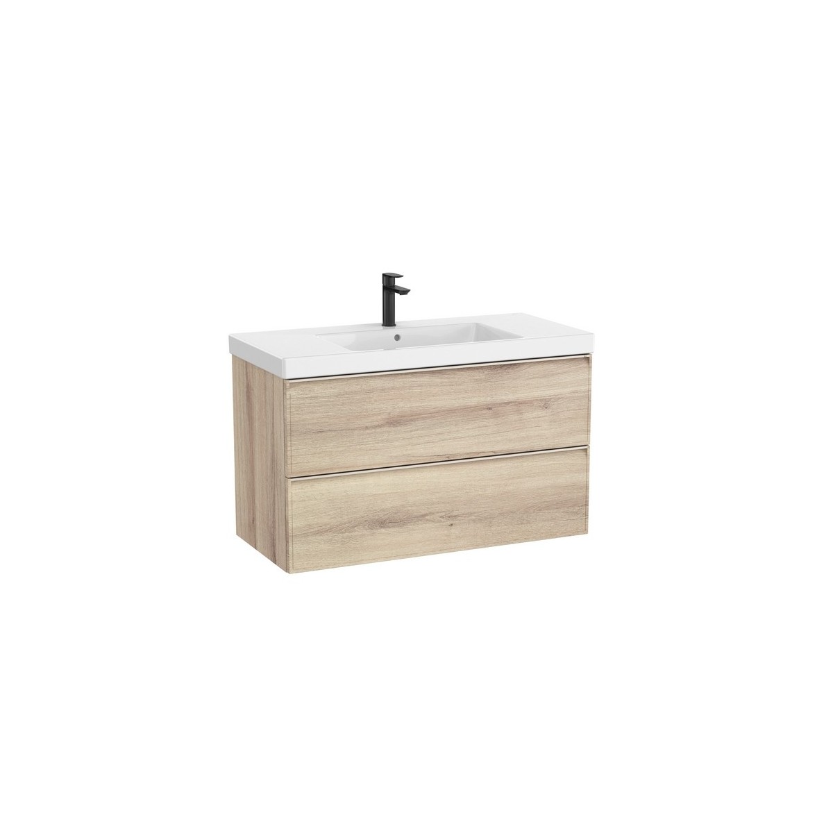 Linea unik (meuble+lavabo centré) 2 tiroirs 1000 cm bois naturel texturé - ROCA A852491524 