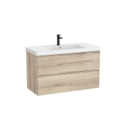 Linea unik (meuble+lavabo centré) 2 tiroirs 1000 cm bois naturel texturé - ROCA A852491524 