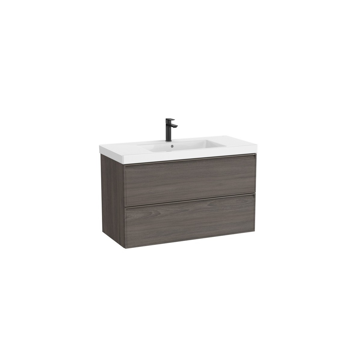 Linea unik (meuble+lavabo centré) 2 tiroirs 1000 cm noyer foncé - ROCA A852491597 
