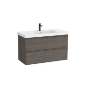 Linea unik (meuble+lavabo centré) 2 tiroirs 1000 cm noyer foncé - ROCA A852491597 