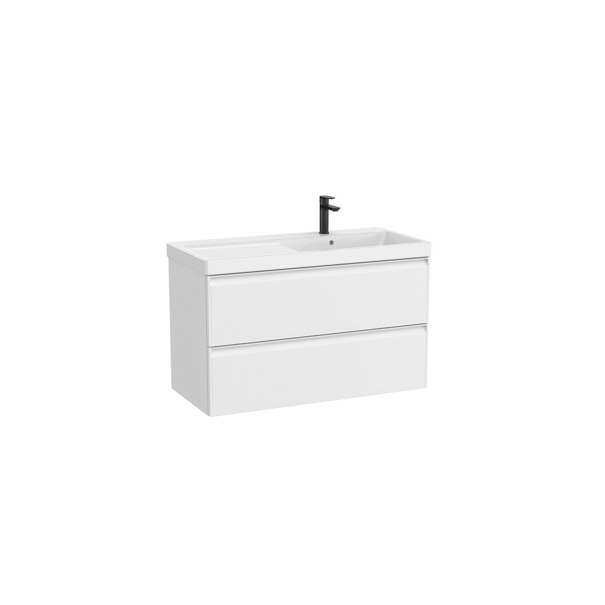 Linea unik (meuble+lavabo asymétrique à droite) 2 tiroirs 1000 cm blanc mat - ROCA A852492509 