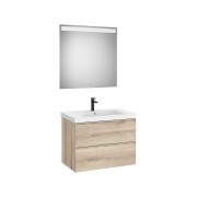 Linea pack (meuble+lavabo+miroir eidos) 2 tiroirs 80 cm bois naturel texturé - ROCA A852495524 