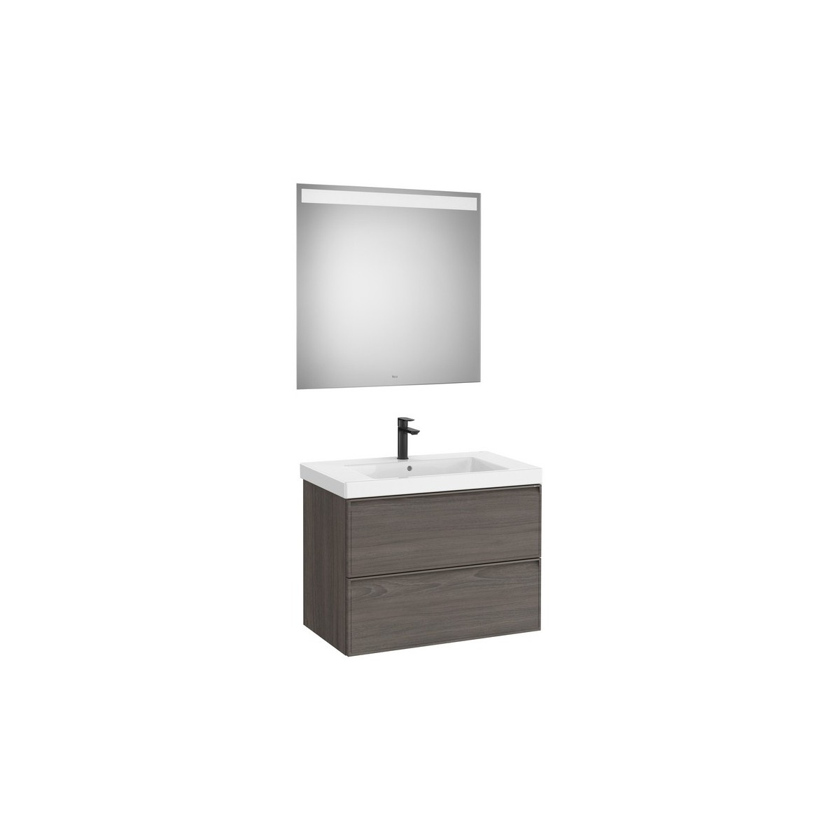 Linea pack (meuble+lavabo+miroir eidos) 2 tiroirs 80 cm noyer foncé - ROCA A852495597 