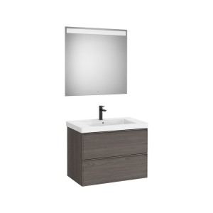 Linea pack (meuble+lavabo+miroir eidos) 2 tiroirs 80 cm noyer foncé - ROCA A852495597 