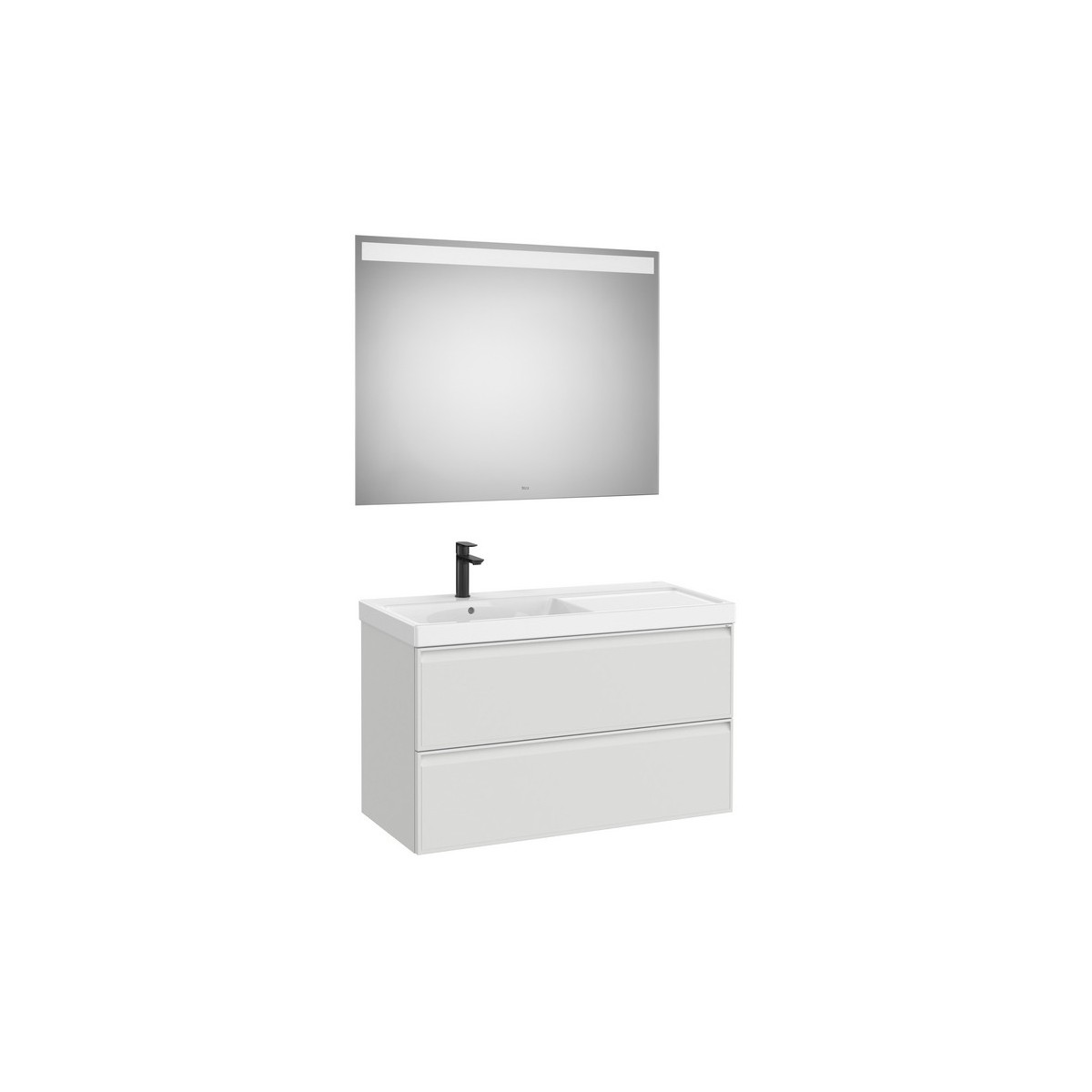 Linea pack (meuble+lavabo asymétrique gauche+miroir eidos) 2 tiroirs 1000 mm - ROCA A852496514 