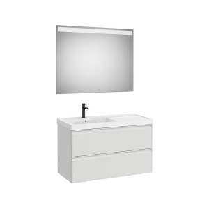 Linea pack (meuble+lavabo asymétrique gauche+miroir eidos) 2 tiroirs 1000 mm - ROCA A852496514 