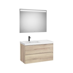 Linea pack (meuble+lavabo asymétrique gauche+miroir eidos) 2 tiroirs 1000 mm - ROCA A852496524 