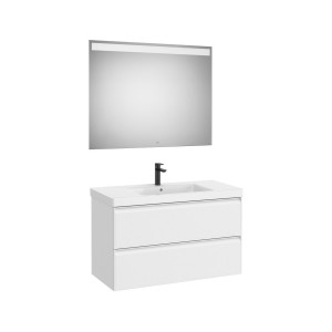 Linea pack (meuble+lavabo centré+miroir eidos) 2 tiroirs 1000 cm blanc mat - ROCA A852497509 