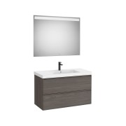 Linea pack (meuble+lavabo centré+miroir eidos) 2 tiroirs 1000 cm noyer foncé - ROCA A852497597 