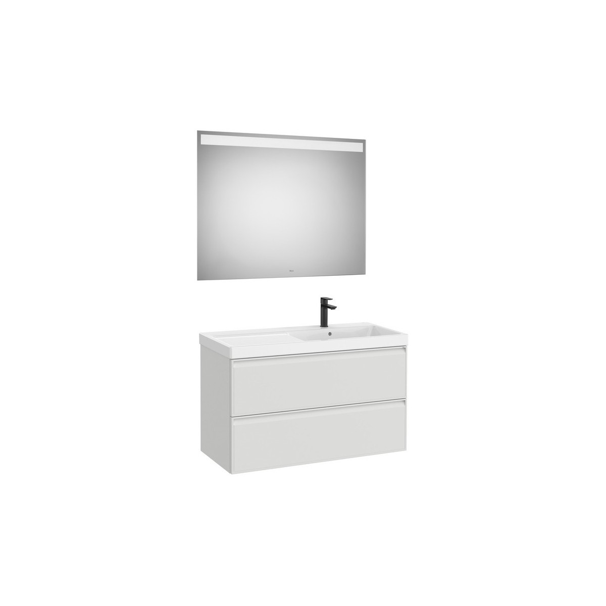 Linea pack (meuble+lav asymétrique droite+miroir eidos) 2 tiroirs 1000 mm gris - ROCA A852498514 