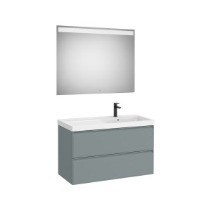 Linea pack (meuble+lav asymétrique droite+miroir eidos) 2 tiroirs 1000 mm bleu - ROCA A852498596 