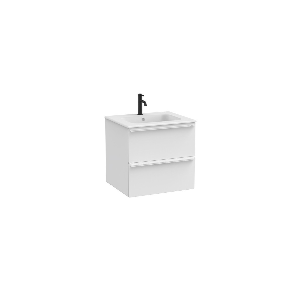Volia unik meuble 2 tiroirs blanc mat et lavabo en céramique blanc mat 600 mm - ROCA A852535509 