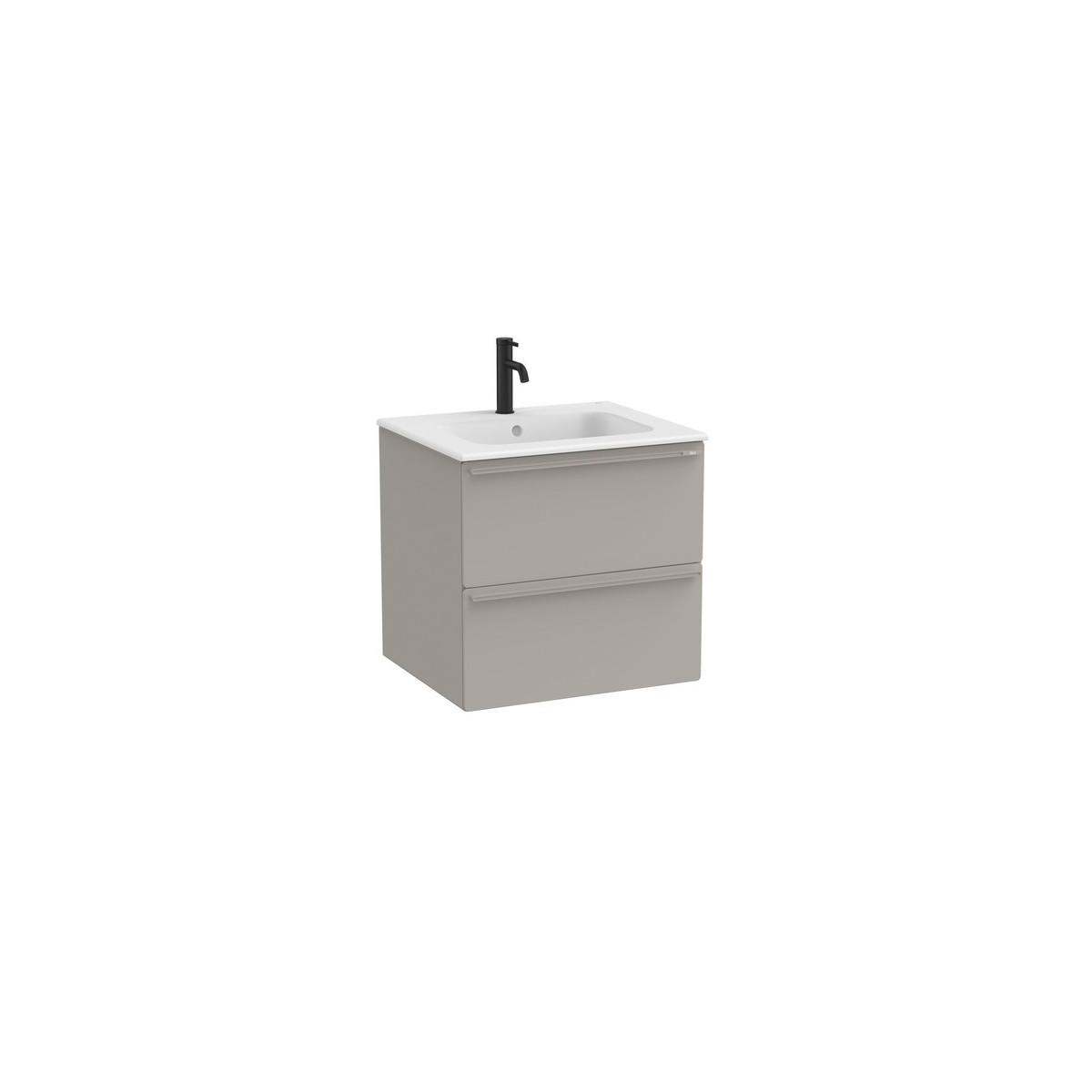 Volia unik meuble 2 tiroirs gris mat et lavabo en céramique blanc mat 600 mm - ROCA A852535510 