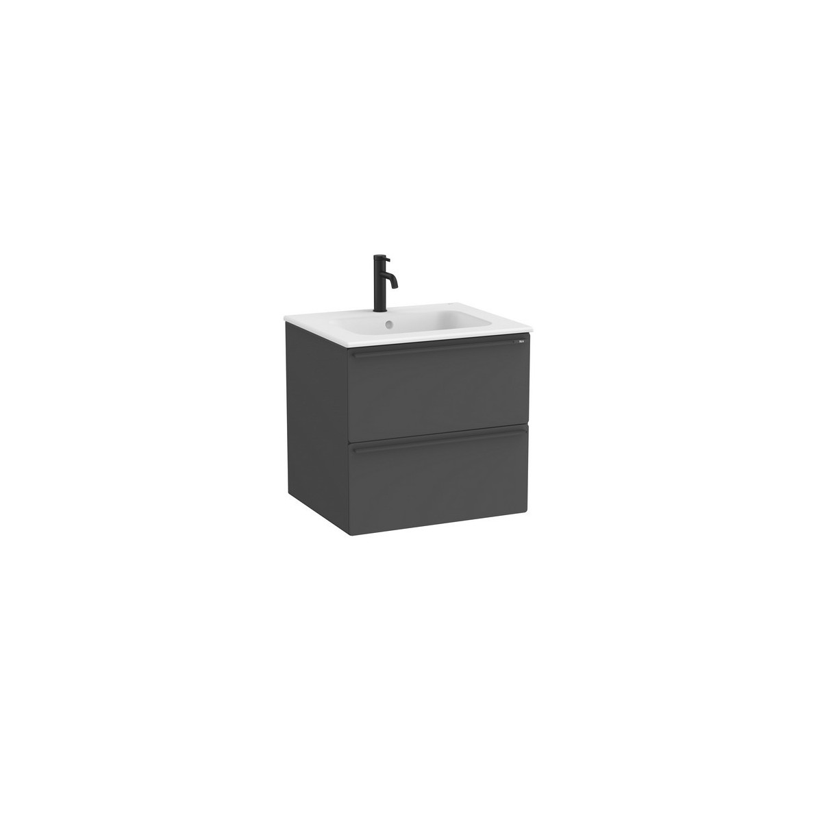Volia unik meuble 2 tiroirs onyx mat et lavabo en céramique blanc mat 600 mm - ROCA A852535531 