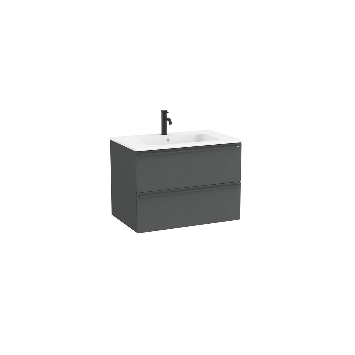 Volia unik meuble 2 tiroirs onyx mat et lavabo en céramique blanc mat 800 mm - ROCA A852536531 