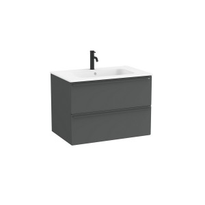 Volia unik meuble 2 tiroirs onyx mat et lavabo en céramique blanc mat 800 mm - ROCA A852536531 