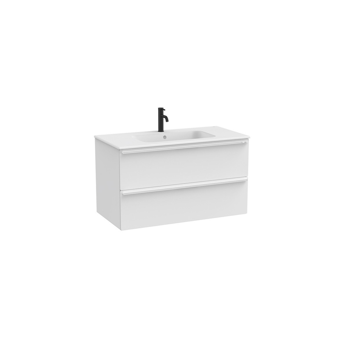 Volia unik meuble 2 tiroirs blanc mat et lavabo en céramique blanc mat 1000 mm - ROCA A852537509 