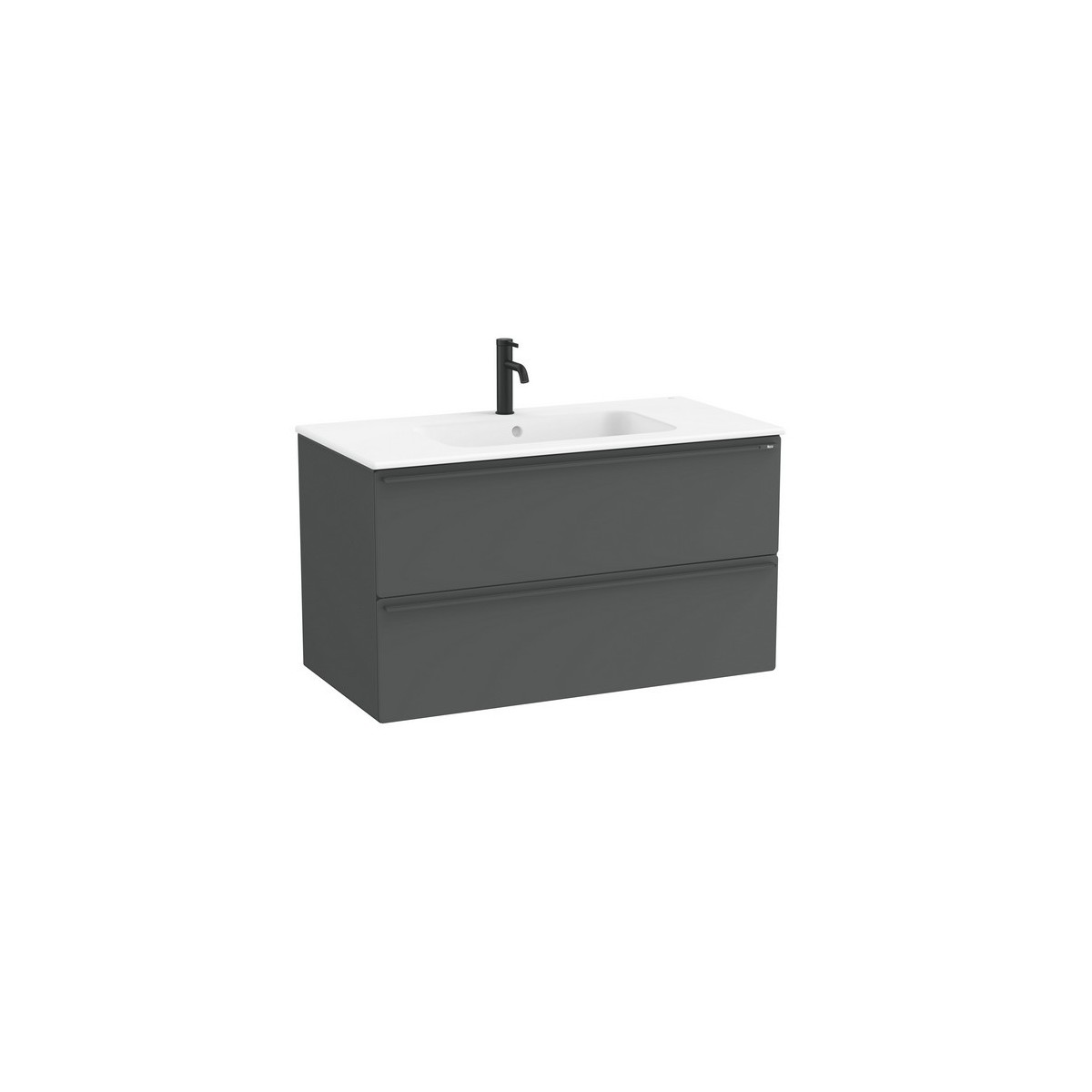 Volia unik meuble 2 tiroirs onyx mat et lavabo en céramique blanc mat 1000 mm - ROCA A852537531 