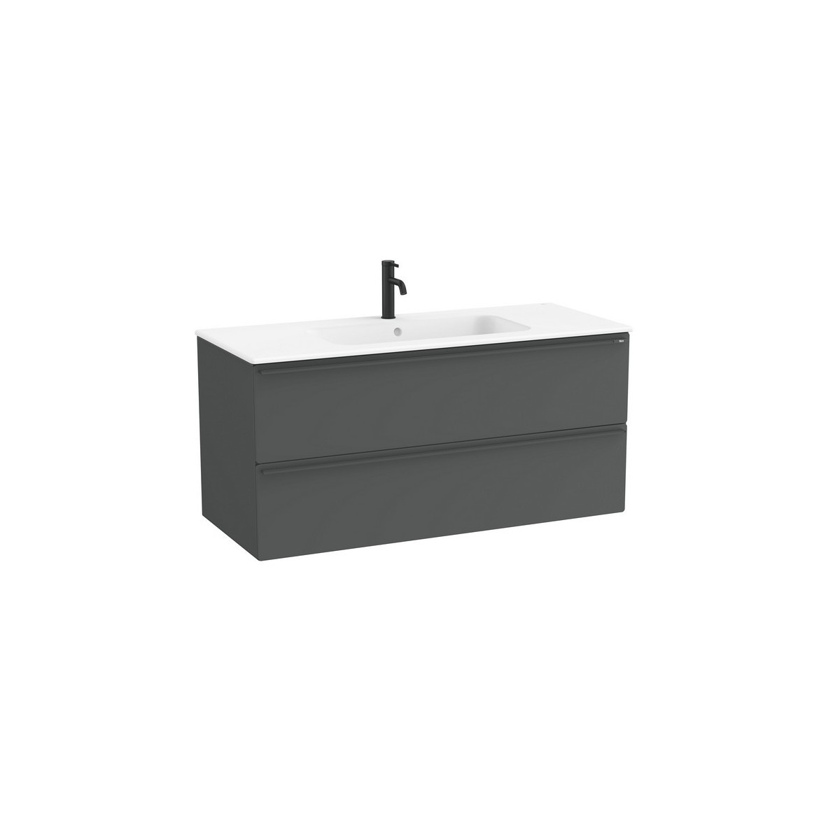 Volia unik meuble 2 tiroirs onyx mat et lavabo en céramique blanc mat 1200 mm - ROCA A852538531 