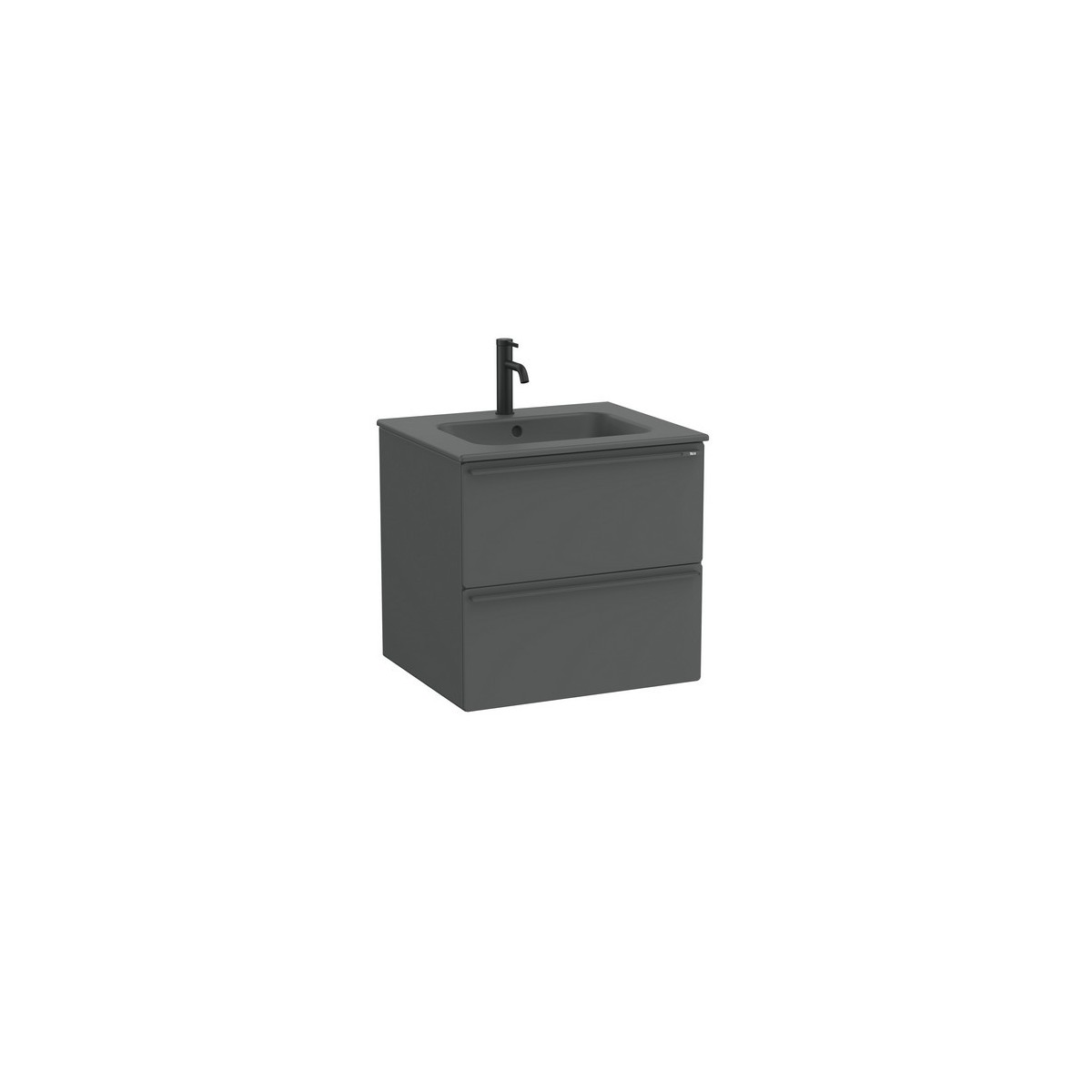 Volia unik meuble 2 tiroirs onyx mat et lavabo en céramique onyx mat 600 mm - ROCA A852539531 