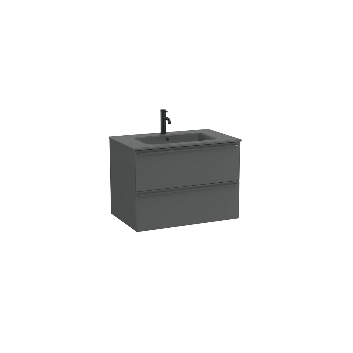Volia unik meuble 2 tiroirs onyx mat et lavabo en céramique onyx mat 800 mm - ROCA A852540531 