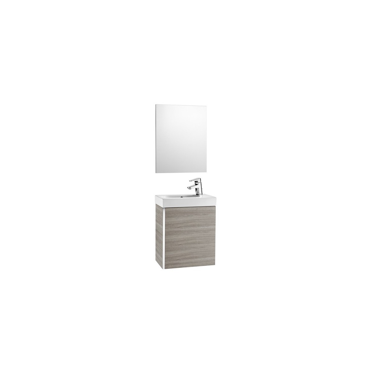 Mini pack meuble + lave-mains + miroir 450mm gris sable texture - ROCA A855865156 