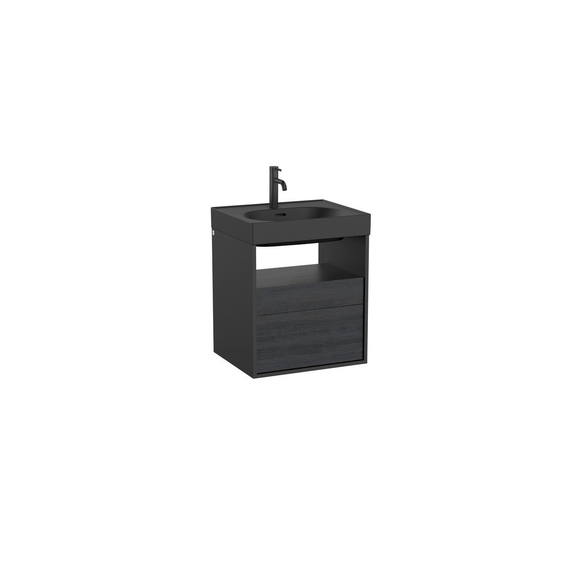 Meridian meuble 2 tiroirs et 1 niche noir mat et ébène 550 mm - ROCA A858105610 